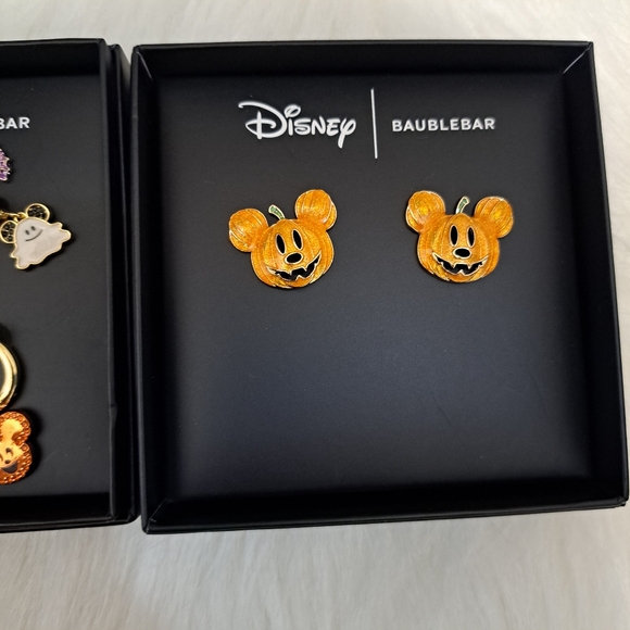 Disney x BaubleBar Halloween Mickey O' Lantern Candy Ghosts Enamel Stud Earrings - Picture 4 of 6